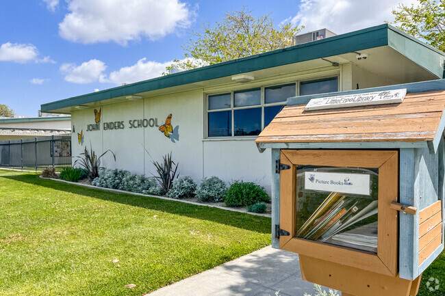 A little community library in front of Enders Elementary School in West Garden Grove.
