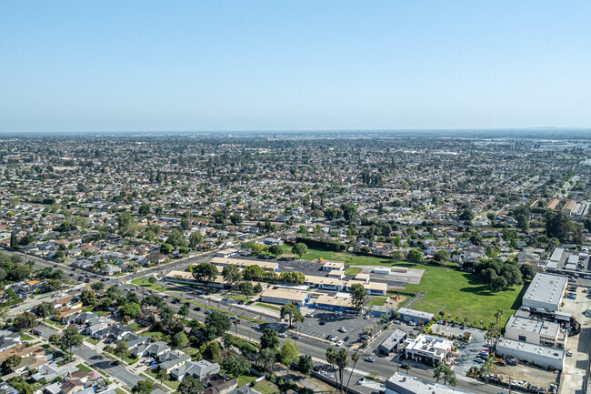 An aerial view of Laurel Elementary School in Whittier.