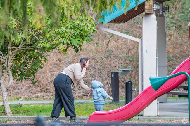 Martha Lake parents take their kids to the playground at Martha Lake Park.
