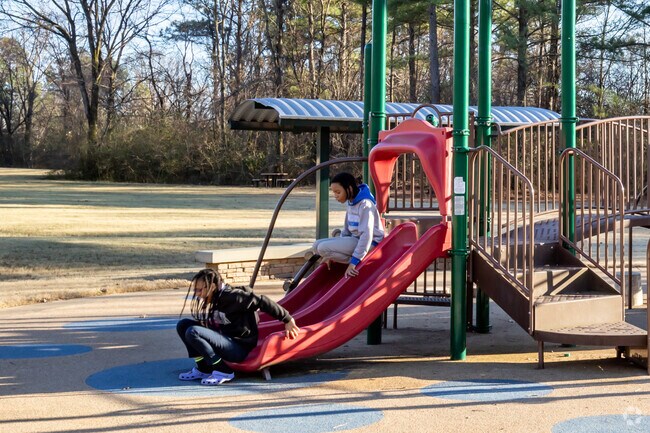 Kids can race each other on the double slide at  Zodiac Park in Memphis.