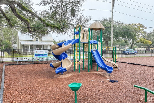 Cornerstone Charter Academy High School has a play area for its younger students.