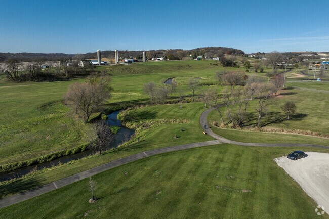 Mill Creek Park spans 47 acres with ball fields and seasonal outdoor activities.