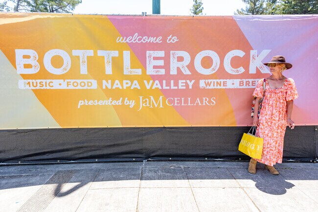 Bottlerock attendees walk around Napa on their way into the event.