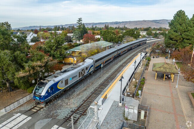The ACE train makes a stop at the Centerville station between San Jose and Sacramento.
