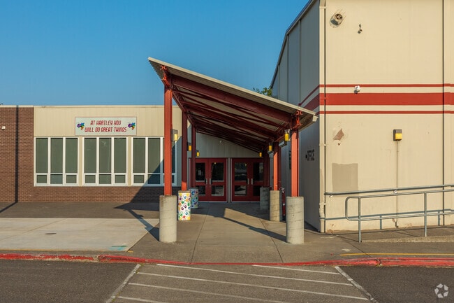 The main entrance to Hartley Elementary School.