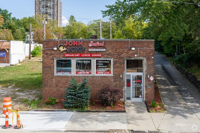 John John Seafood, Food with Soul is found in East Cleveland, grab fish and grits or a burger.