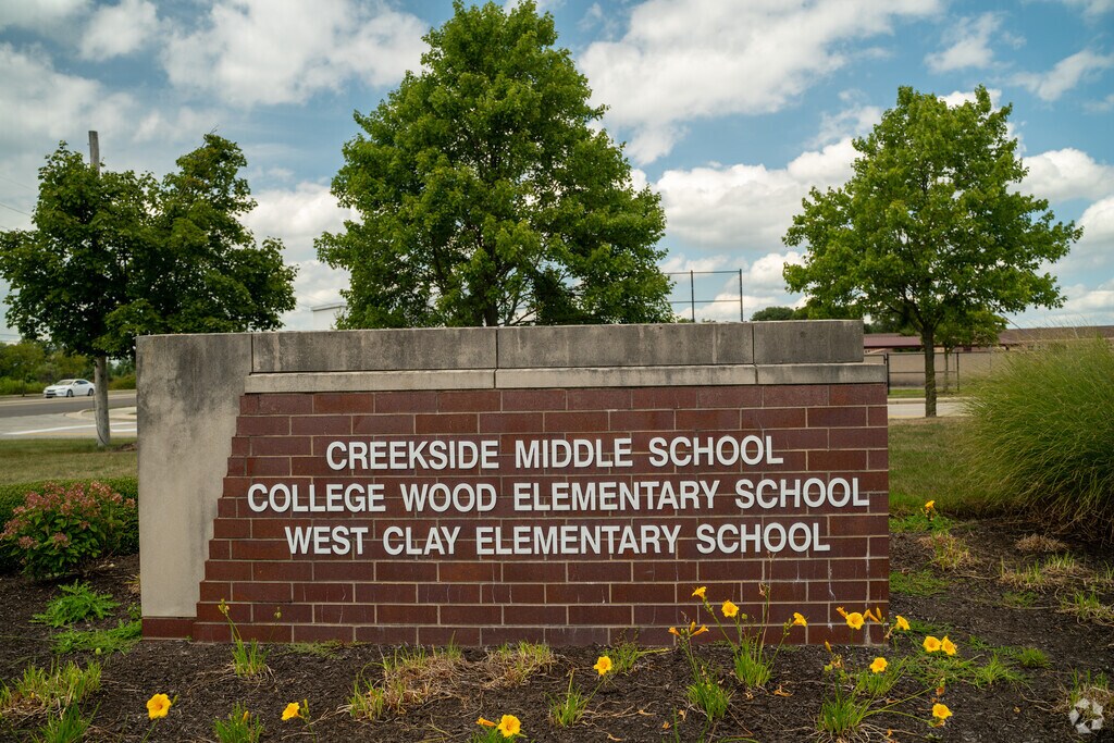 Creekside Middle School sits near College Wood and West Clay Elementary School in West Carmel.