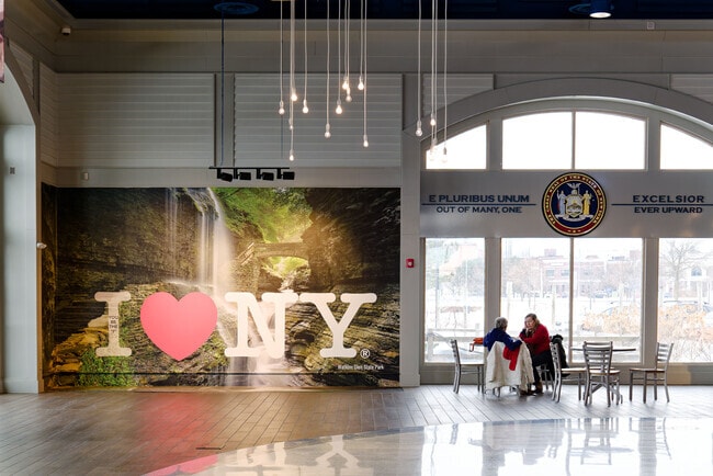 At the Finger Lakes Welcome Center visitors can take a break from traveling and try local specialties while grabbing a bite at the Taste NY Market.