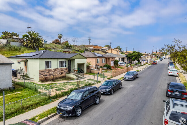 A look at a row of colorful bungalows in Mountain View.
