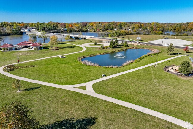 Riverside Gardens Park features trails, gazebos and a scenic pond.