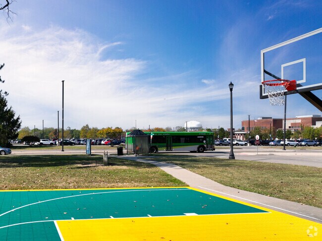 The bus is a very common transportation for residence here.