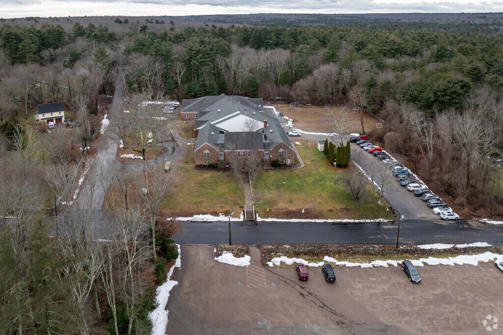 Aerial view of The Clayville School in Scituate, Rhode Isalnd.