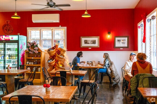 Folks enjoy breakfast at The Barn Cafe near South End.