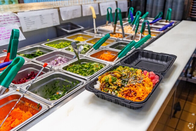 Get a custom order Poke Sushi bowl to take out from the Fish Bowl in Odessa.