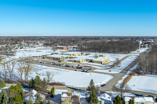 A wide parking lot provides plenty of teacher and parent parking at Hyatt Elementary School.