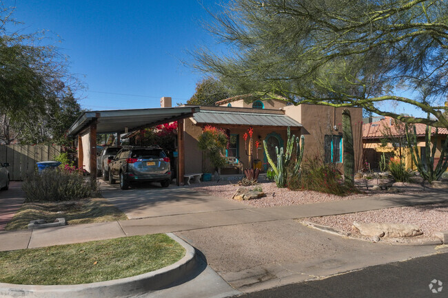 Southwestern-style homes are commonly found in the Maple Ash neighborhood.