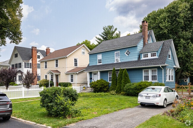 Rows of various home styles are common in Pleasantville, New York.