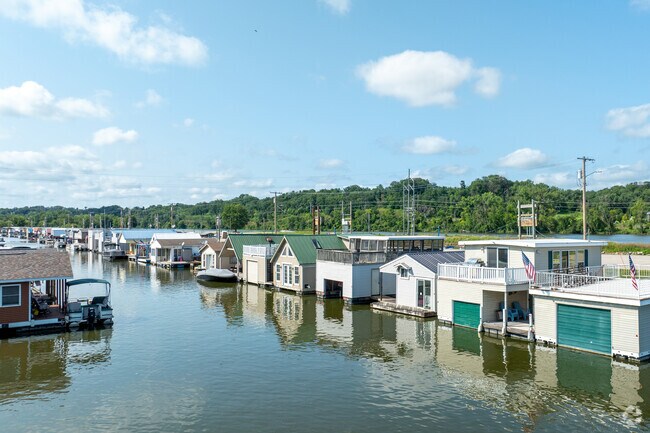 Ellis Harbor offers a rare option to own and live on a house boat within the area.