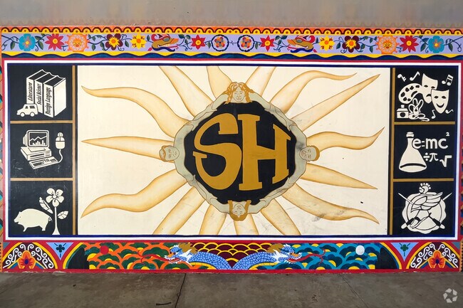 Murals decorate the campus of Sunny Hills High School.