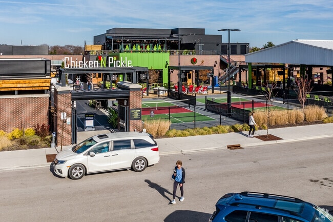 At Chicken & Pickle in Overland Park, locals compete in friendly games of pickleball.