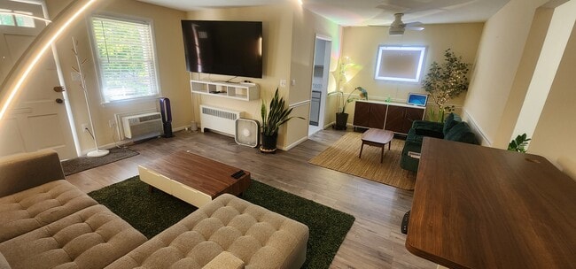 Unit comes with two TVs, 2 nights stands a dresser, adjustable desk, and more if wanted!