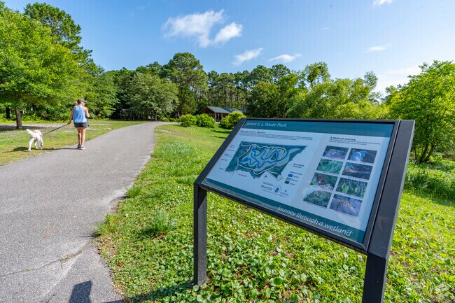 James E.L. Wade Park offers family-friendly amenities and scenic views, making it a cherished green space for residents to enjoy year-round.