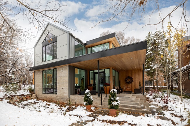 Contemporary homes add modern flair to The West End neighborhood in Aspen.