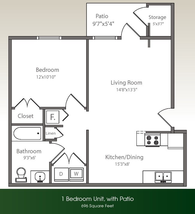 1 BR/ 1 BA Patio
