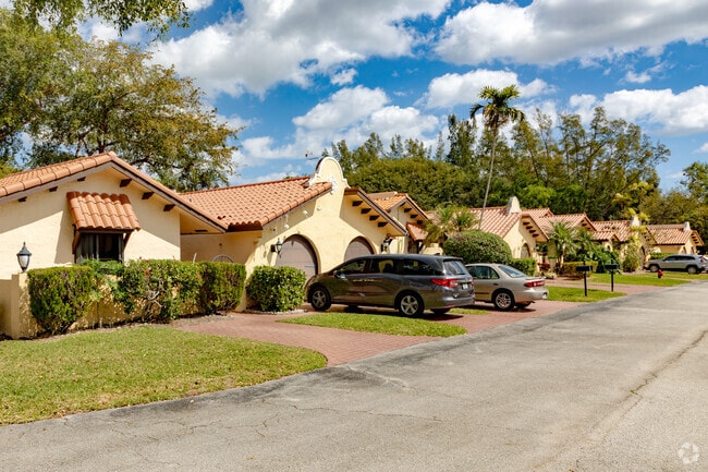 A street view of Spanish style homes in the Indian Spring neighborhood of Golf, FL.