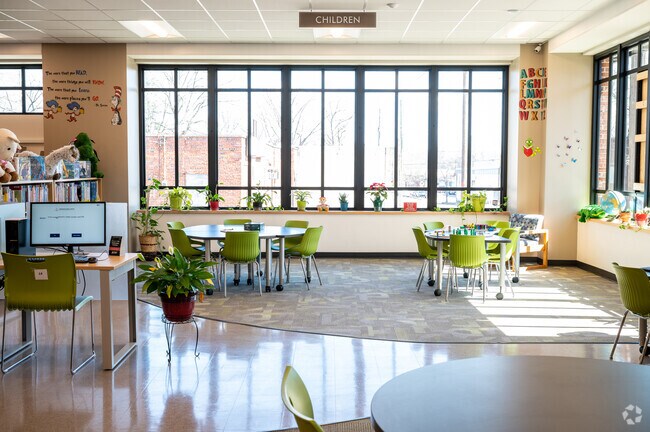 You can enjoy a view of town center at the Wylam Library.