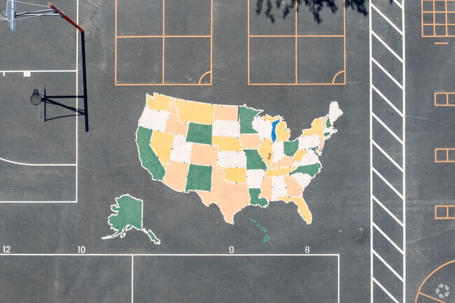 A playground map at Powers-Ginsburg Elementary School in Fresno.
