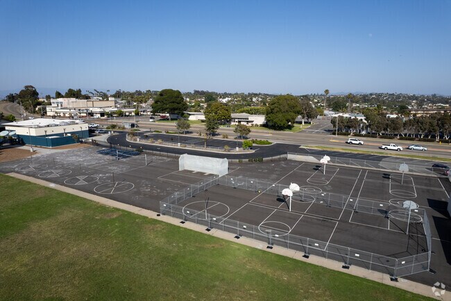 The basketball courts and recess area at Mission Elementary School in Oceanside.
