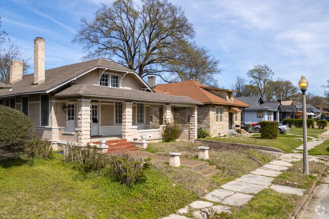 Sturdy pillars and wide porches are common features of homes in Crosstown.