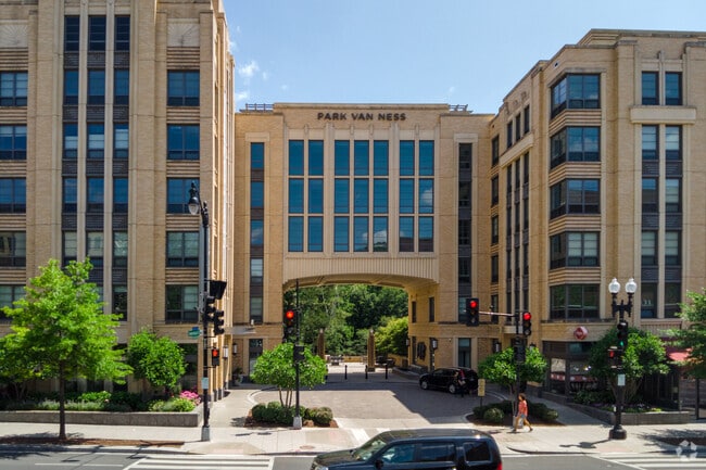Connecticut Ave NW in Van Ness is lined with apartment buildings, like the Park Van Ness.
