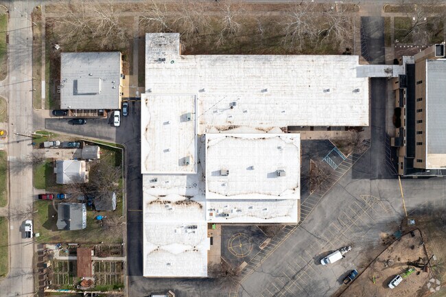 This is a top down view of St. Patrick Catholic School.