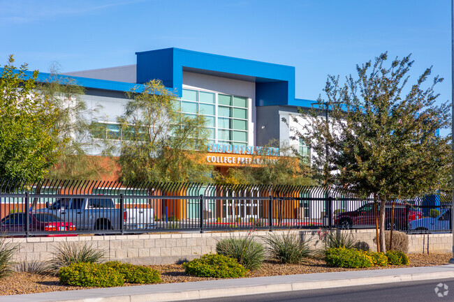 The campus of Cristo Rey St. Viator College Preparatory High School is modern.