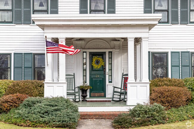 An inviting front porch along the quiet roads of Wethersfield.