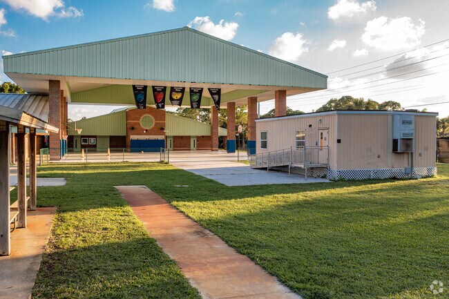 Bessey Creek Elementary School has covered basketball courts on campus.