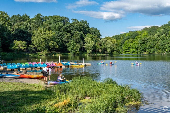 Rent a kayak at the Lake Glacier Boating Center in the Schenley neighborhood.