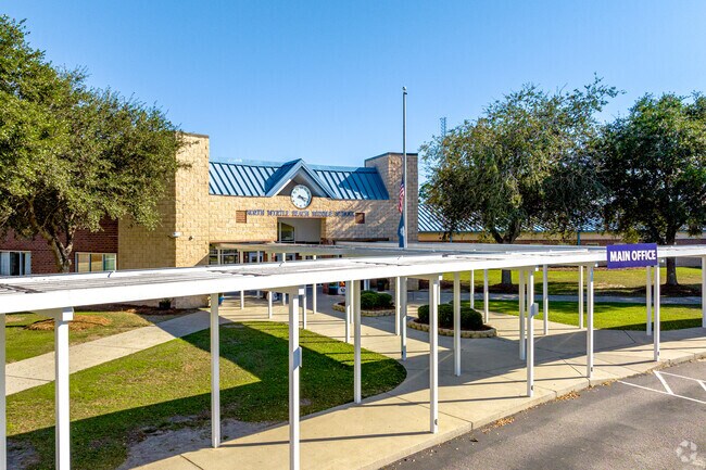 North Myrtle Beach Middle School has covered walkways for students.