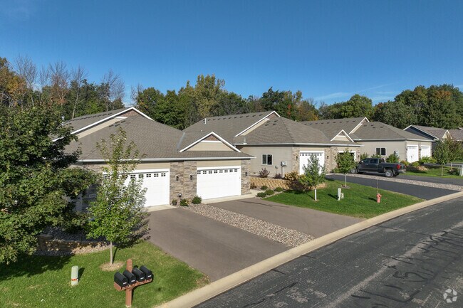 Townhomes grouped in pairs line Rockford's residential streets.