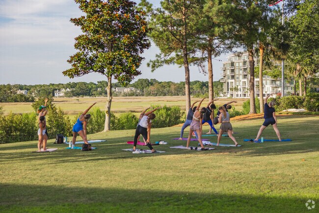 Yoga sessions are often held at Memorial Waterfront Park near Remley’s Point.