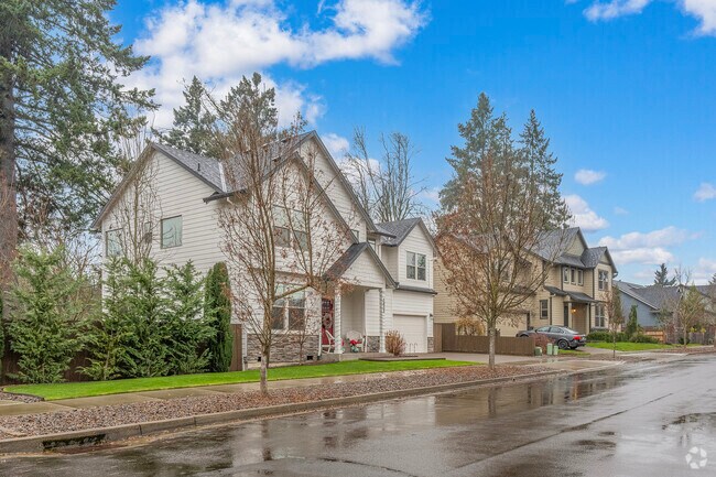 Row of modern traditional homes in the Hubbard community.
