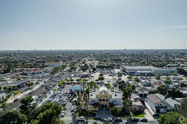 A bird's eye view of Odyssey Continuation School in South Gate.