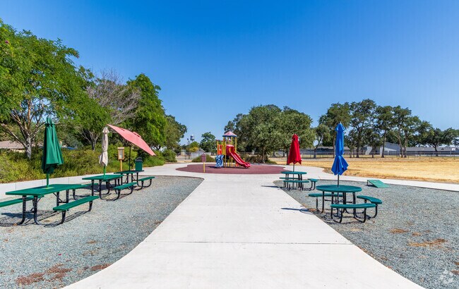 Residents walk the trails at Memorial Park in the City. of  Lockeford, Ca.