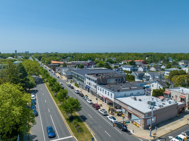 Aerial view of the retail area of Norwood Avenue in Deal.
