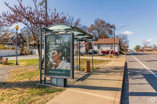 Multiple bus stops border the Uplands Park neighborhood.