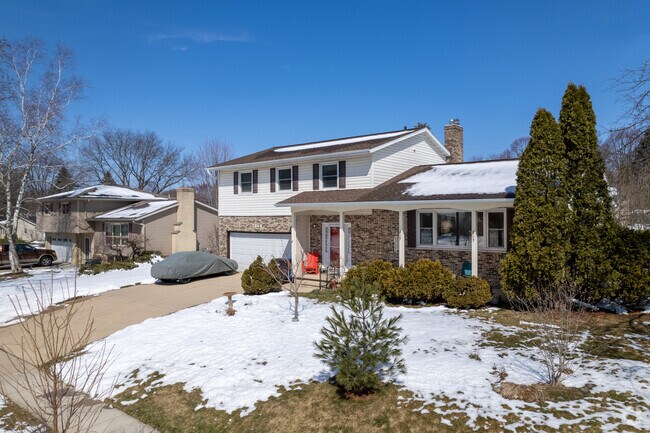 A two-story Colonial-style house is seen in the Parkside Heights neighborhood.