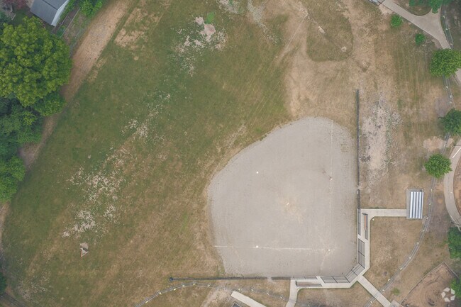 Aerial view of baseball field at Wealthy Elementary school on Lake Dr in East Grand Rapids.