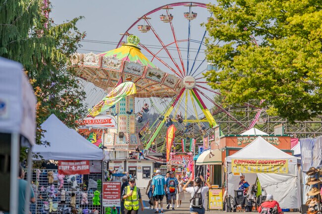 Ferris Wheel and rotating swings are available at the Washington State Fair in Puyallup WA.